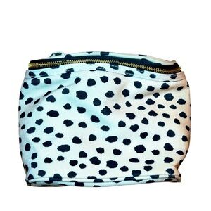 Kate Spade Black Abstract Polka Dot Black Cream Full Lined Zip Close Makeup Case